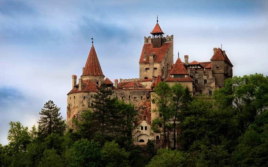 Medieval castle in Transilvania with forrest